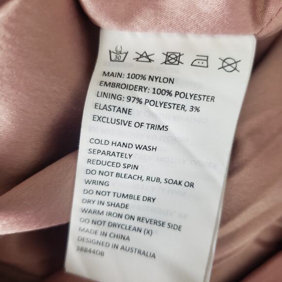 Bardot Mauve Pink Embroidered Mesh Fabric Slip Dress XS - Picture 7 of 8